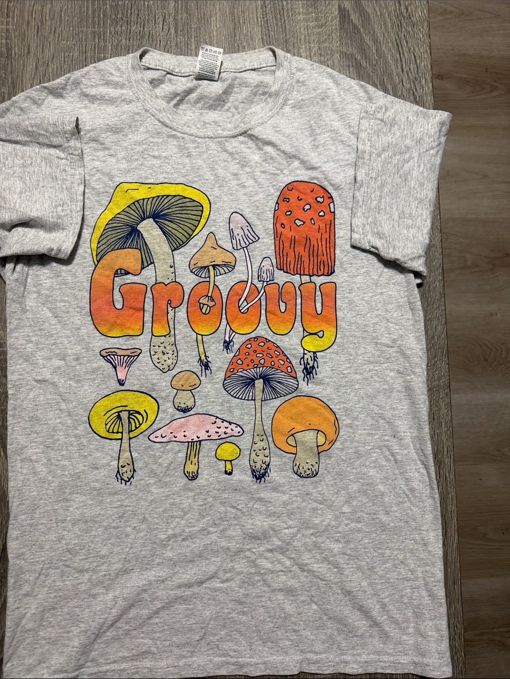 Groovy Mushroom Graphic Tee - Gray